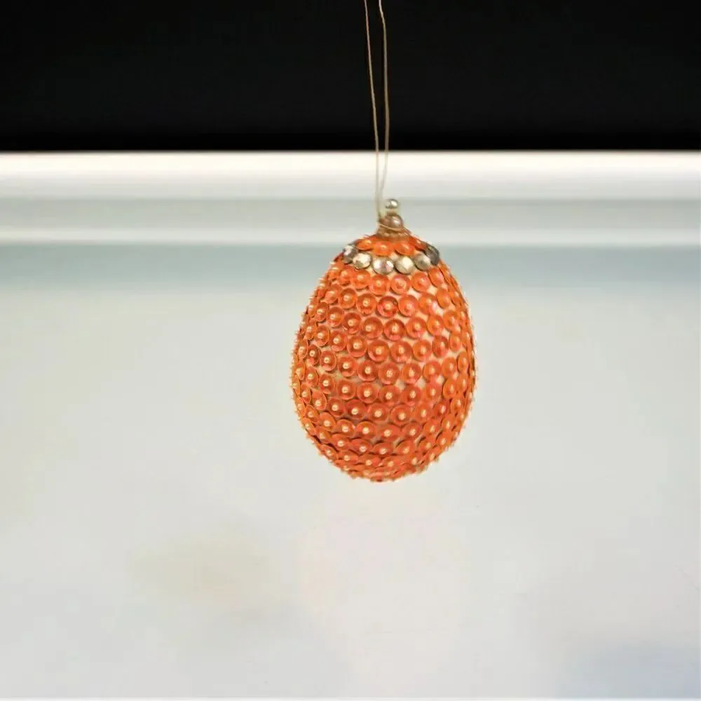 Christmas Ornament Sequined Jeweled Egg Vintage Tree Decoration
